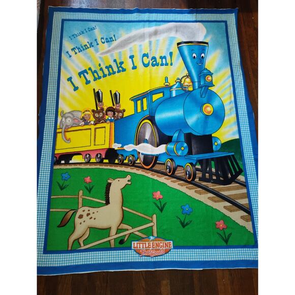 Vintage The Little Engine That Could Train fleece panel Blanket 60 x 48 - Picture 1 of 3